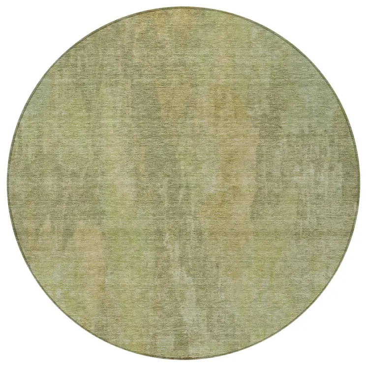 8' Artichoke Green And Fern Green Round Abstract Washable Indoor Outdoor Area Rug