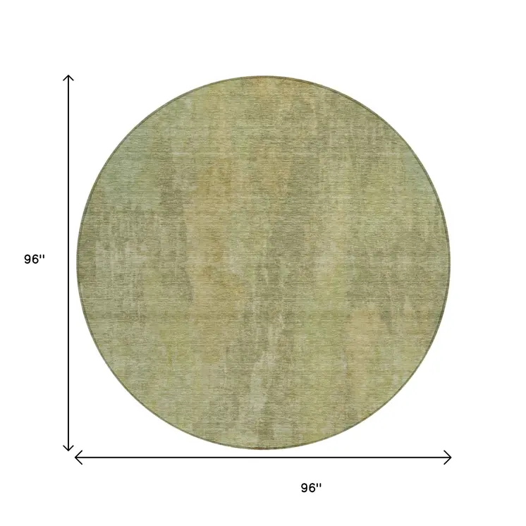 8' Artichoke Green And Fern Green Round Abstract Washable Indoor Outdoor Area Rug