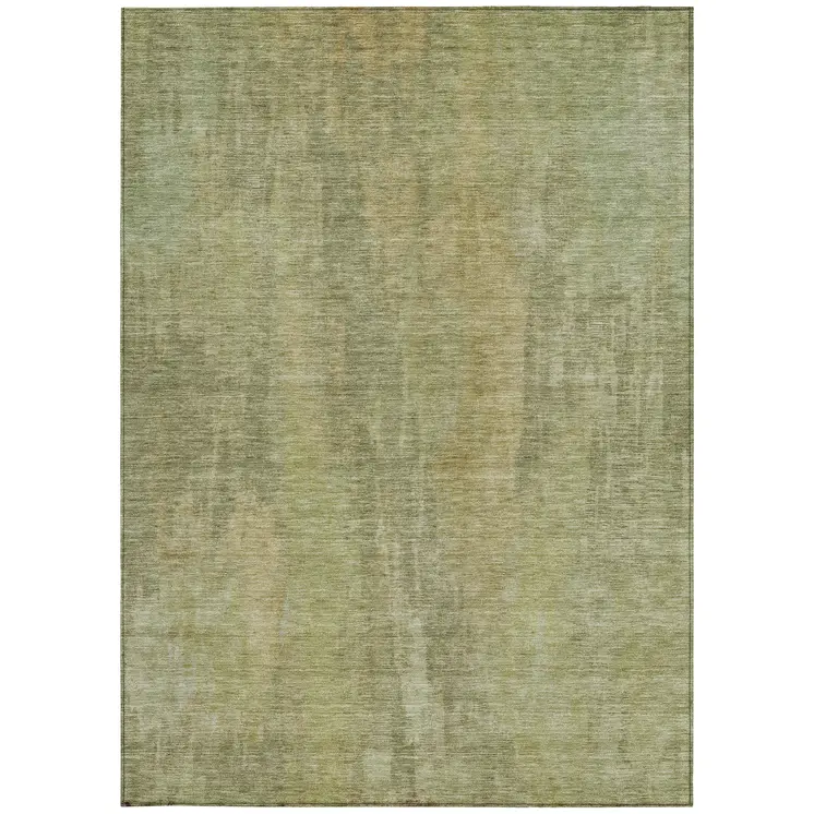 8' X 10' Artichoke Green And Fern Green Abstract Washable Indoor Outdoor Area Rug