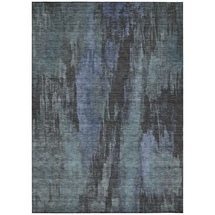 3' X 5' Blue And Gray Abstract Washable Indoor Outdoor Area Rug