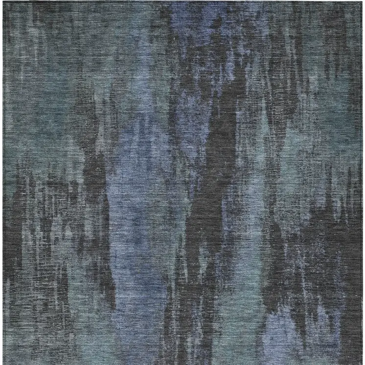 8' X 10' Blue And Gray Abstract Washable Indoor Outdoor Area Rug