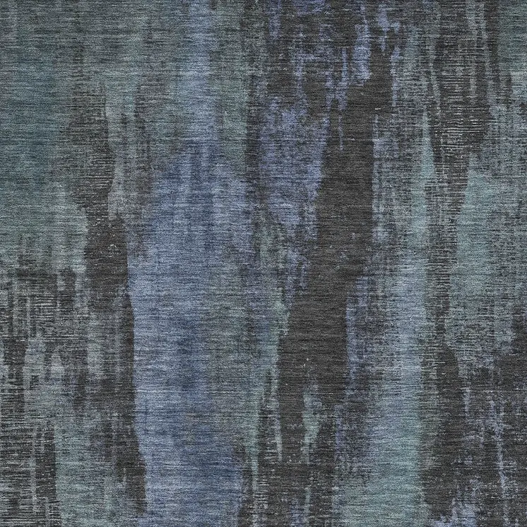 9' X 12' Blue And Gray Abstract Washable Indoor Outdoor Area Rug