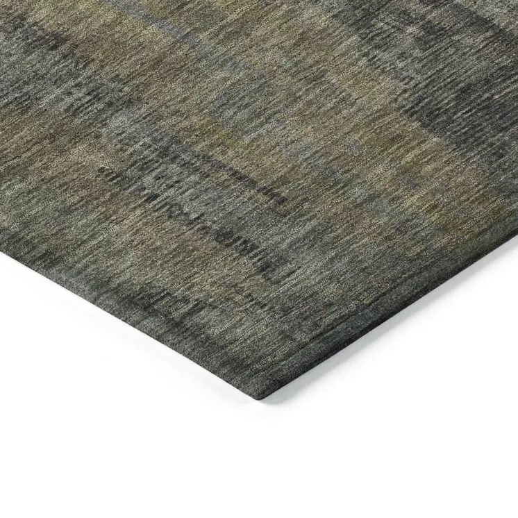 5' X 8' Charcoal And Gold Abstract Washable Indoor Outdoor Area Rug