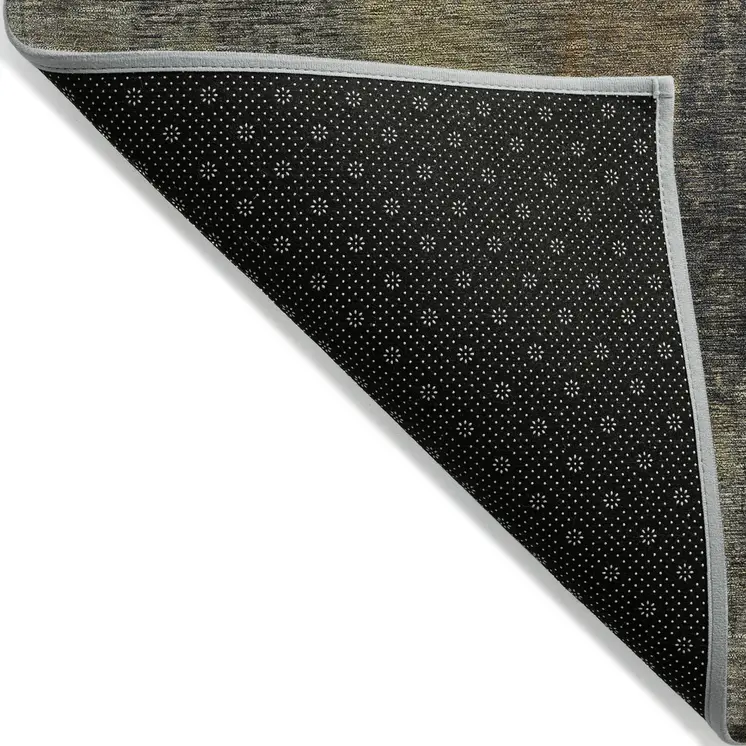 9' X 12' Charcoal And Gold Abstract Washable Indoor Outdoor Area Rug