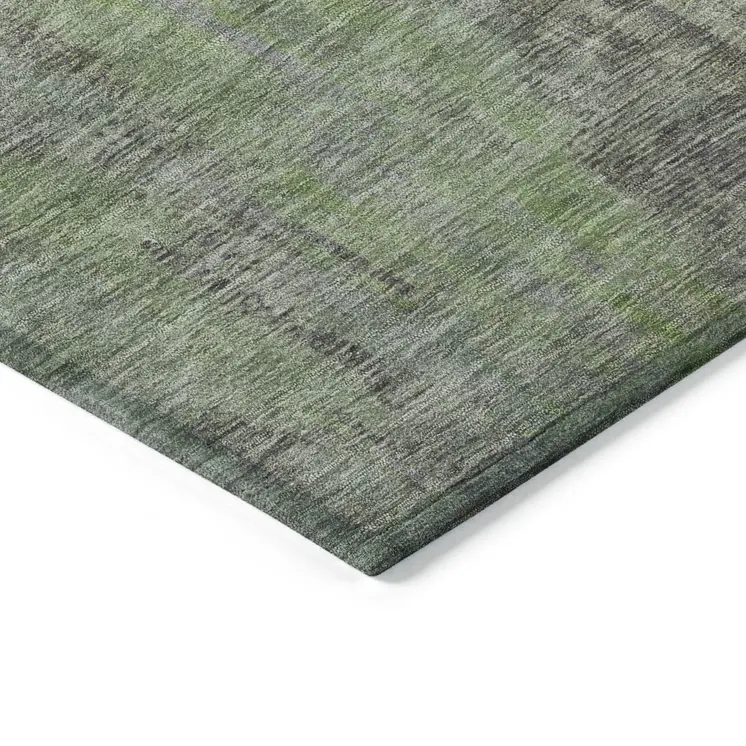 5' X 8' Green And Gold Abstract Washable Indoor Outdoor Area Rug