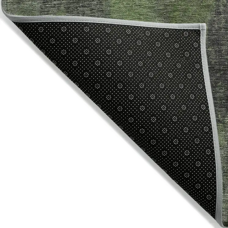 5' X 8' Olive Green And Charcoal Abstract Washable Indoor Outdoor Area Rug