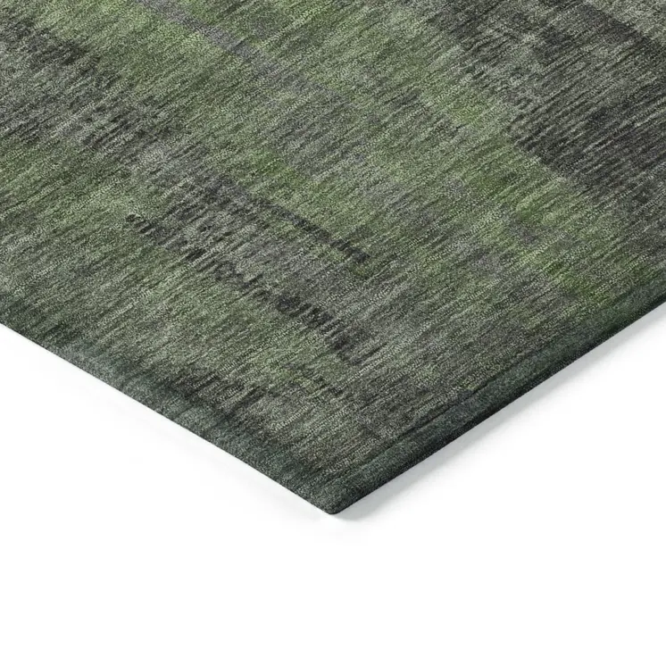 5' X 8' Olive Green And Charcoal Abstract Washable Indoor Outdoor Area Rug