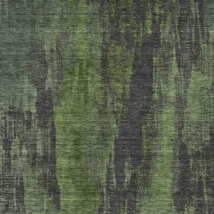 5' X 8' Olive Green And Charcoal Abstract Washable Indoor Outdoor Area Rug