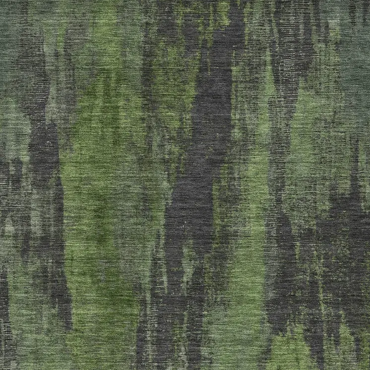 8' X 10' Olive Green And Charcoal Abstract Washable Indoor Outdoor Area Rug