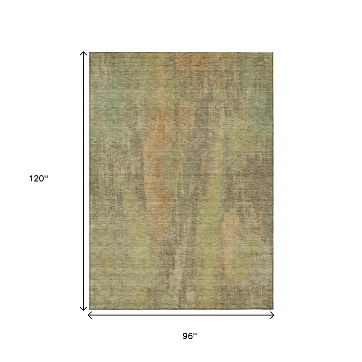 8' X 10' Taupe And Copper Abstract Washable Indoor Outdoor Area Rug