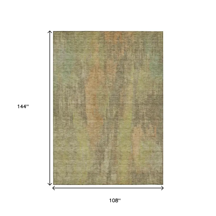 9' X 12' Taupe And Copper Abstract Washable Indoor Outdoor Area Rug