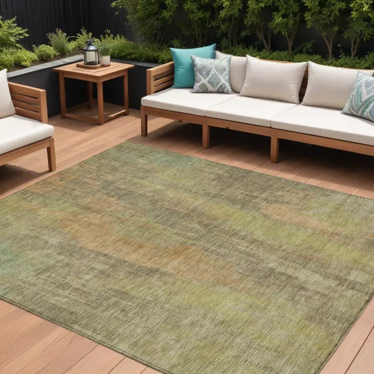 9' X 12' Taupe And Copper Abstract Washable Indoor Outdoor Area Rug
