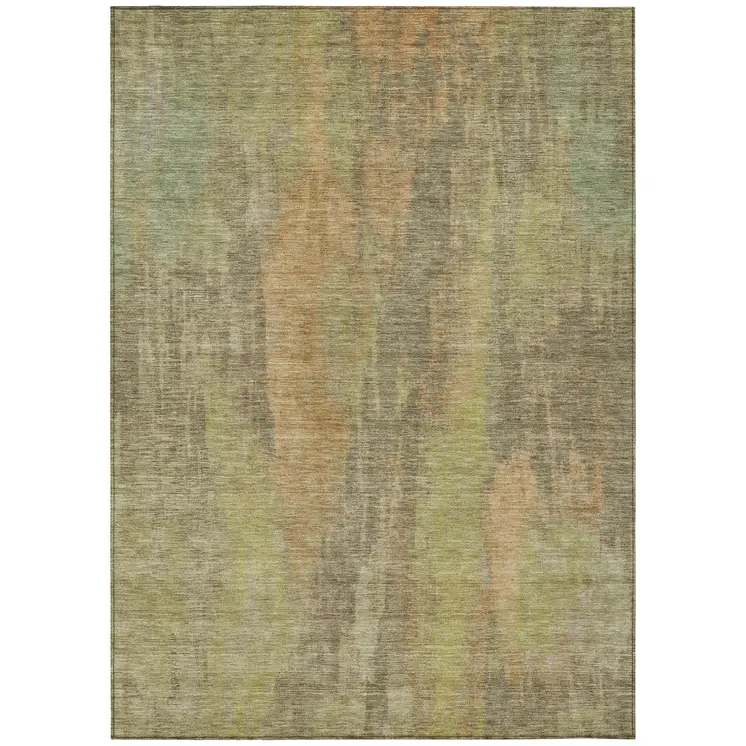 9' X 12' Taupe And Copper Abstract Washable Indoor Outdoor Area Rug