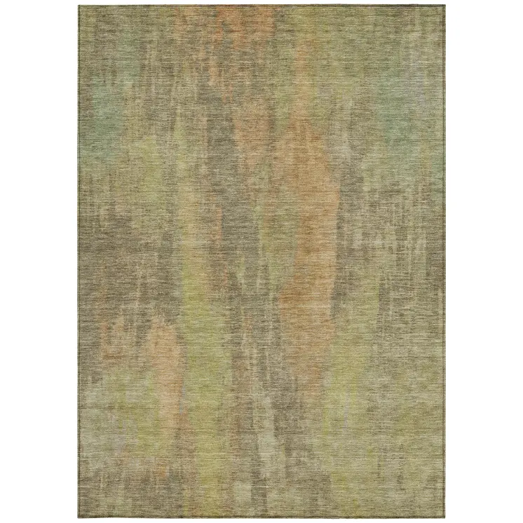 10' X 14' Taupe And Copper Abstract Washable Indoor Outdoor Area Rug