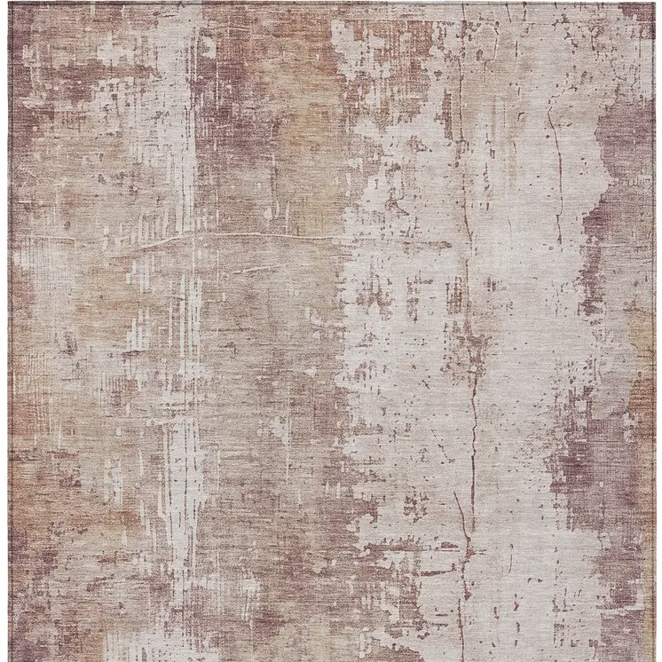 3' X 5' Blush And Ivory Abstract Washable Indoor Outdoor Area Rug