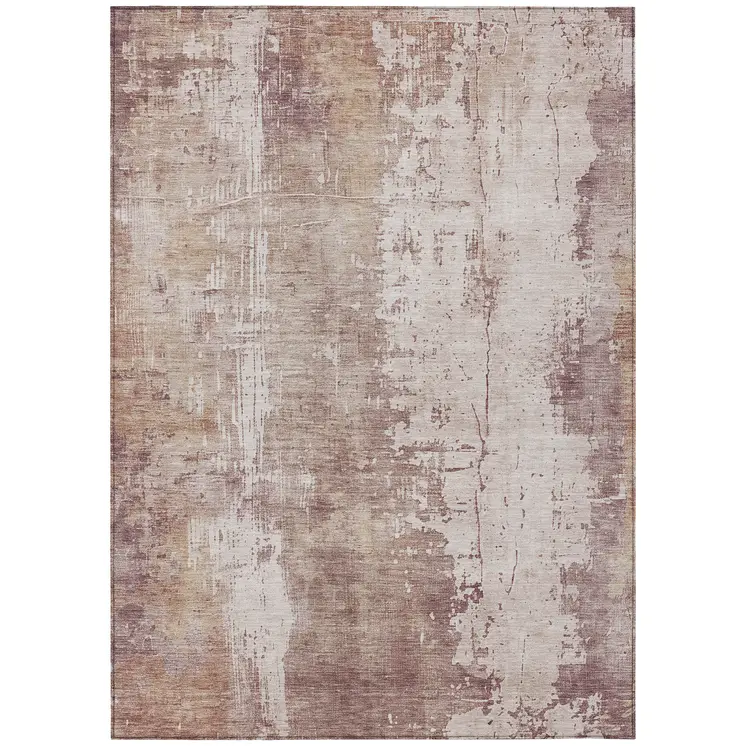 5' X 8' Blush And Ivory Abstract Washable Indoor Outdoor Area Rug