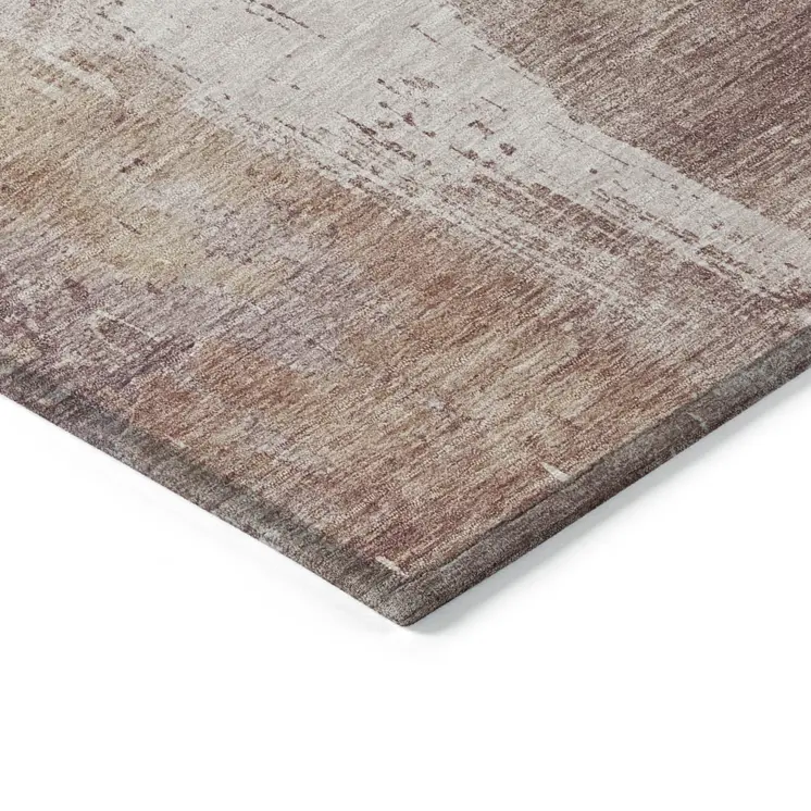 8' X 10' Blush And Ivory Abstract Washable Indoor Outdoor Area Rug