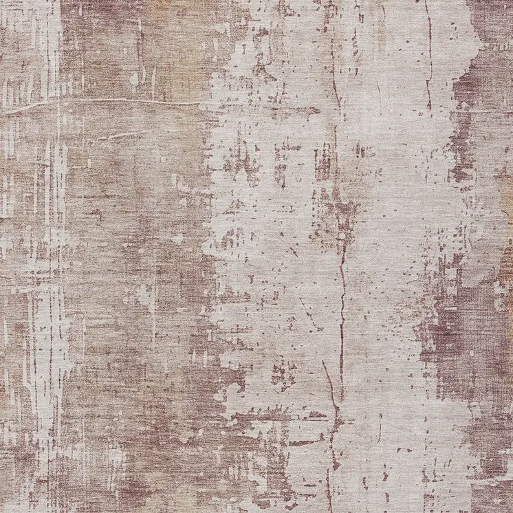 9' X 12' Blush And Ivory Abstract Washable Indoor Outdoor Area Rug