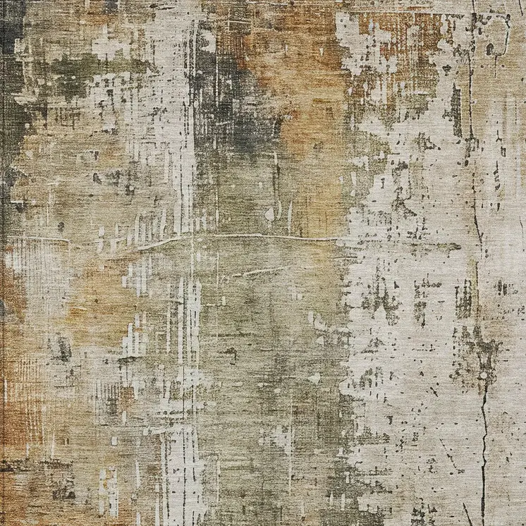3' X 5' Olive Green And Ivory Abstract Washable Indoor Outdoor Area Rug