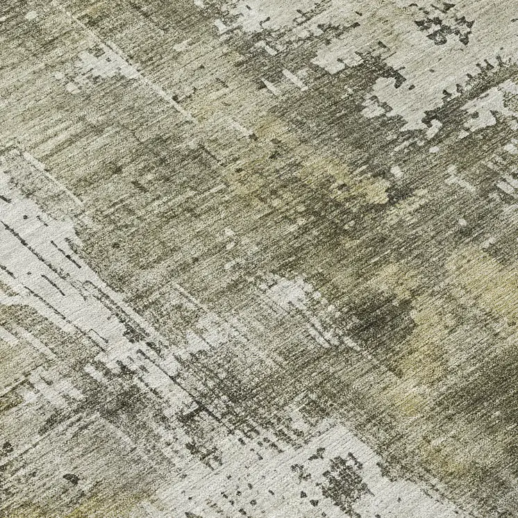8' Pewter And Ivory Round Abstract Washable Indoor Outdoor Area Rug