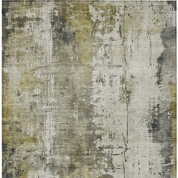 9' X 12' Pewter And Ivory Abstract Washable Indoor Outdoor Area Rug