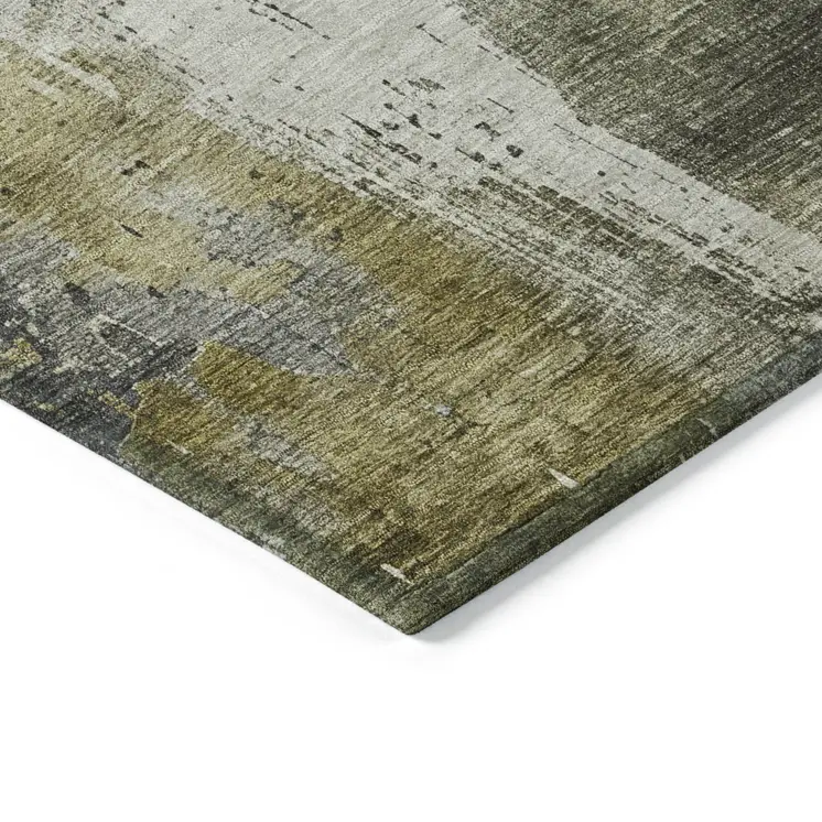 9' X 12' Pewter And Ivory Abstract Washable Indoor Outdoor Area Rug