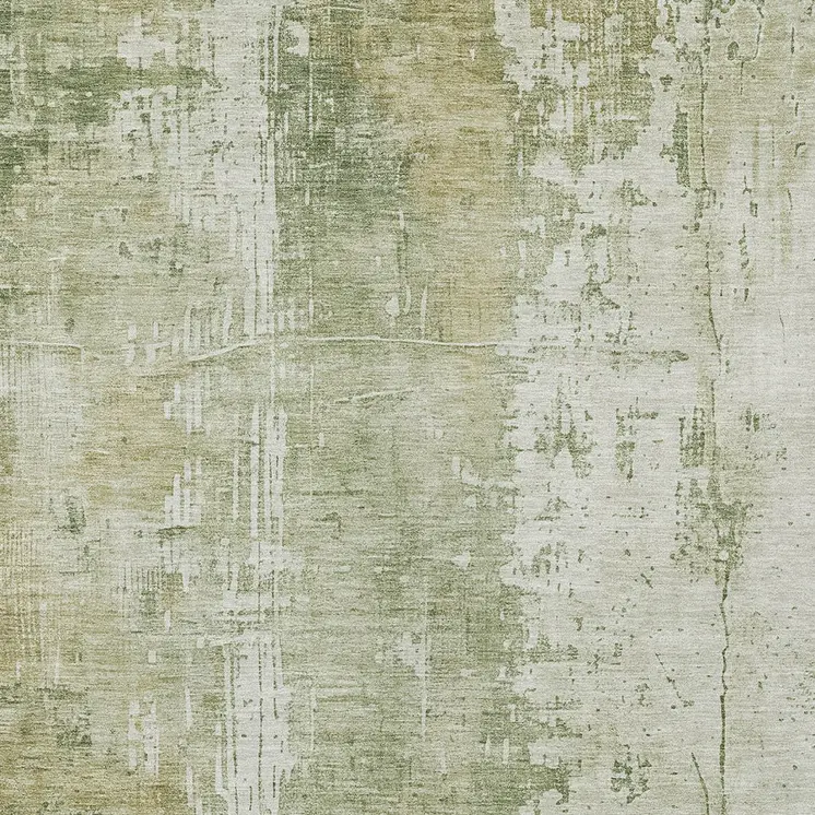 9' X 12' Sage And Ivory Abstract Washable Indoor Outdoor Area Rug