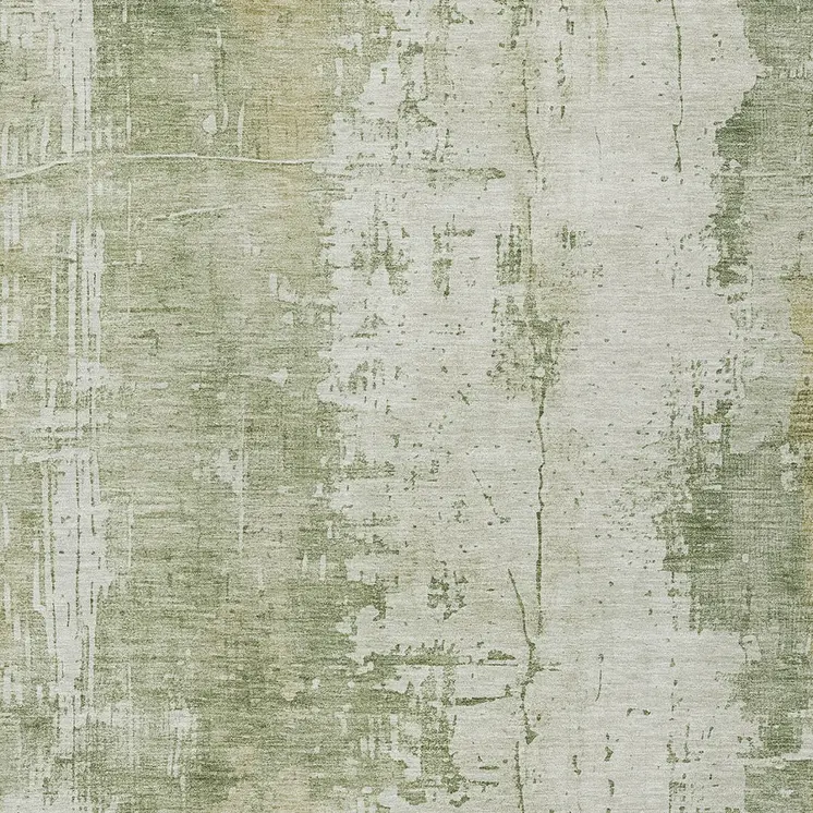 10' X 14' Sage And Ivory Abstract Washable Indoor Outdoor Area Rug