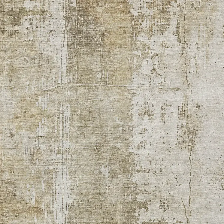 3' X 5' Taupe And Ivory Abstract Washable Indoor Outdoor Area Rug