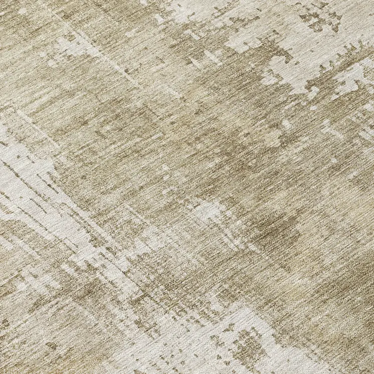 8' Taupe And Ivory Round Abstract Washable Indoor Outdoor Area Rug