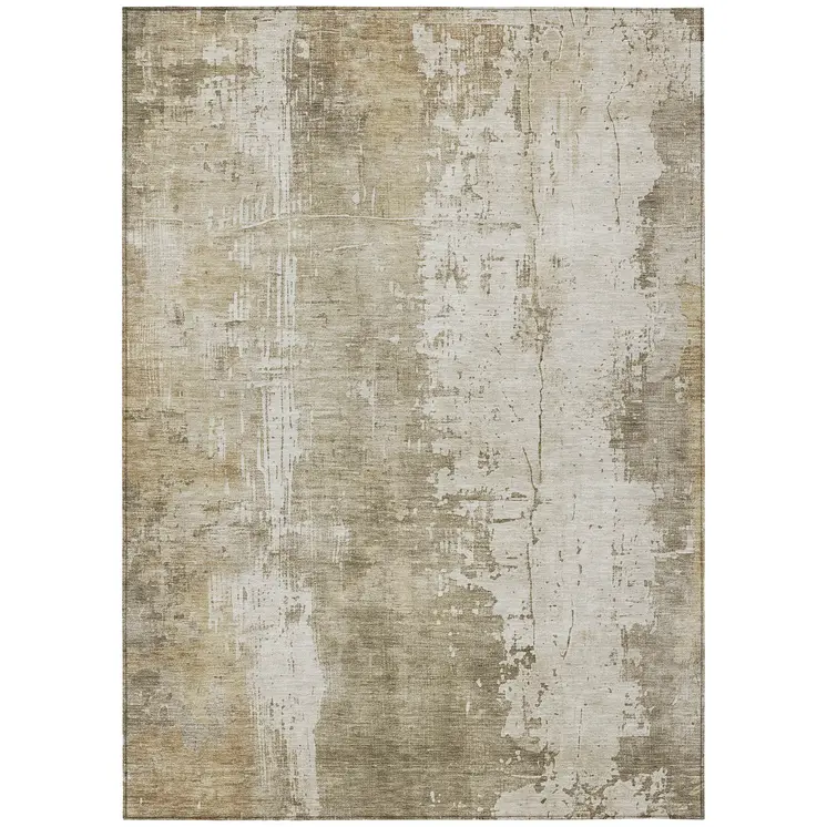 10' X 14' Taupe And Ivory Abstract Washable Indoor Outdoor Area Rug