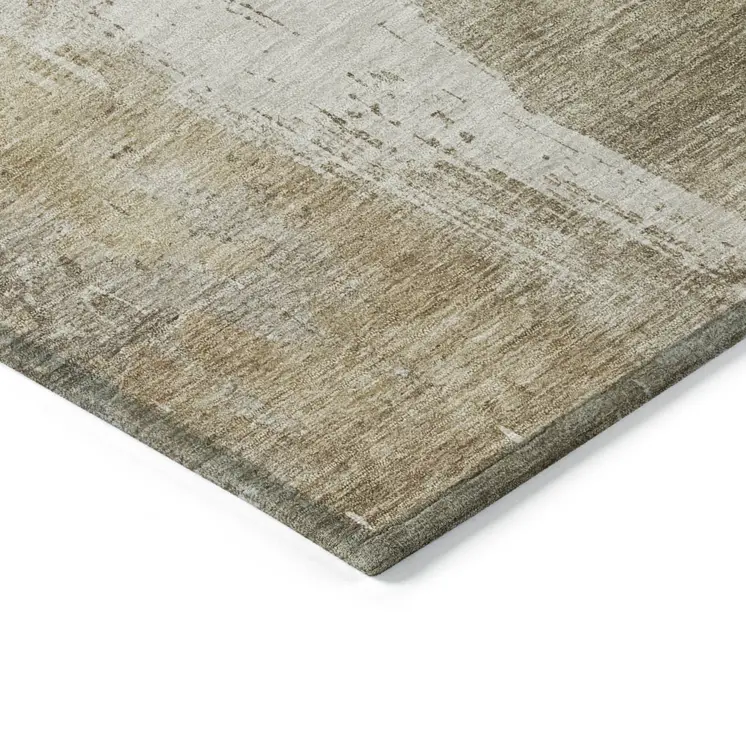 10' X 14' Taupe And Ivory Abstract Washable Indoor Outdoor Area Rug
