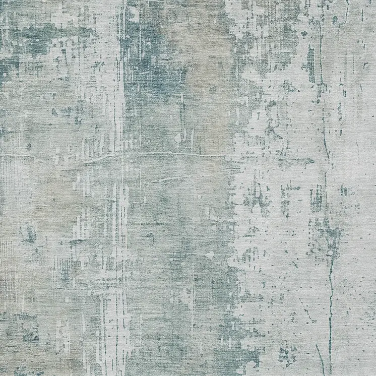 10' X 14' Turquoise And Ivory Abstract Washable Indoor Outdoor Area Rug