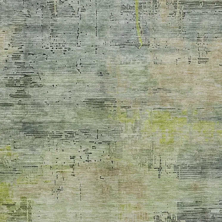 10' X 14' Artichoke Green And Charcoal Abstract Washable Indoor Outdoor Area Rug
