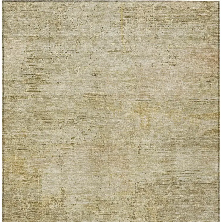 3' X 5' Beige And Wheat Abstract Washable Indoor Outdoor Area Rug