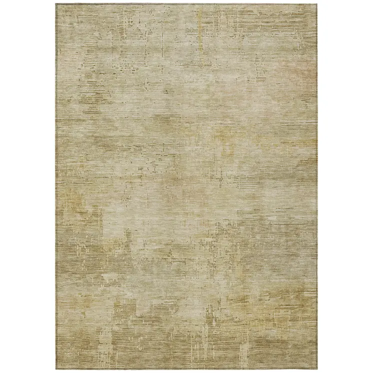 3' X 5' Beige And Wheat Abstract Washable Indoor Outdoor Area Rug