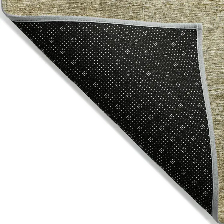 3' X 5' Beige And Wheat Abstract Washable Indoor Outdoor Area Rug