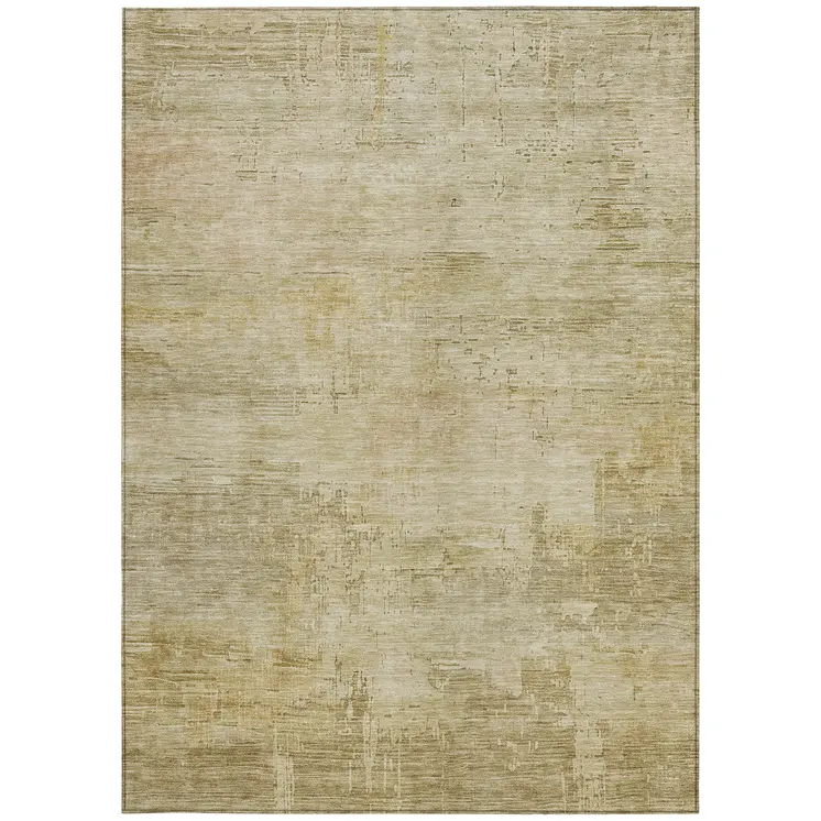 9' X 12' Beige And Wheat Abstract Washable Indoor Outdoor Area Rug