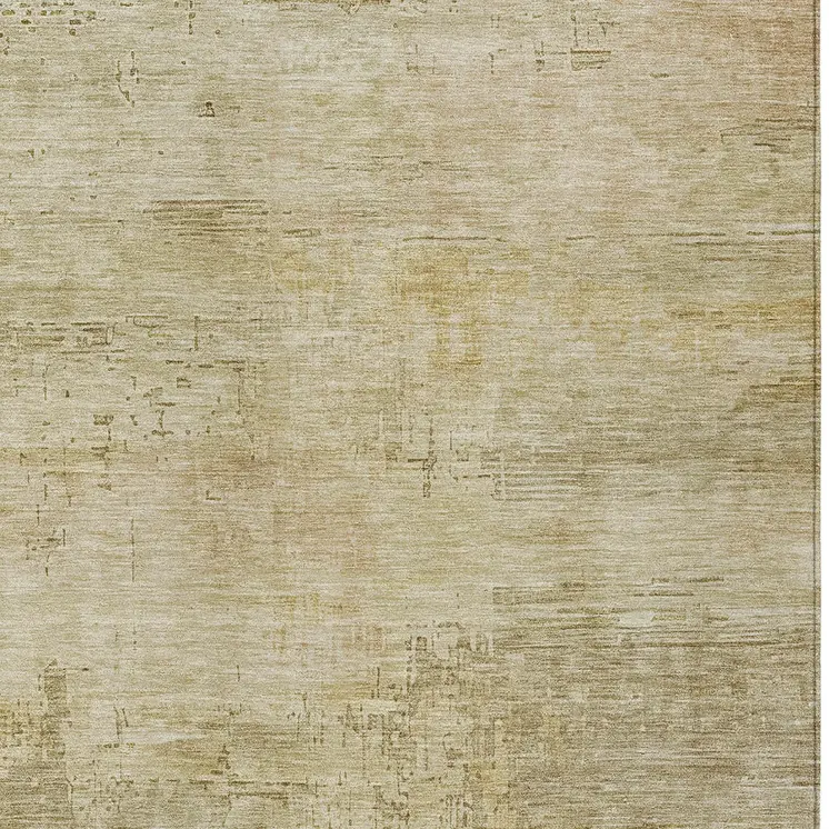 10' X 14' Beige And Wheat Abstract Washable Indoor Outdoor Area Rug