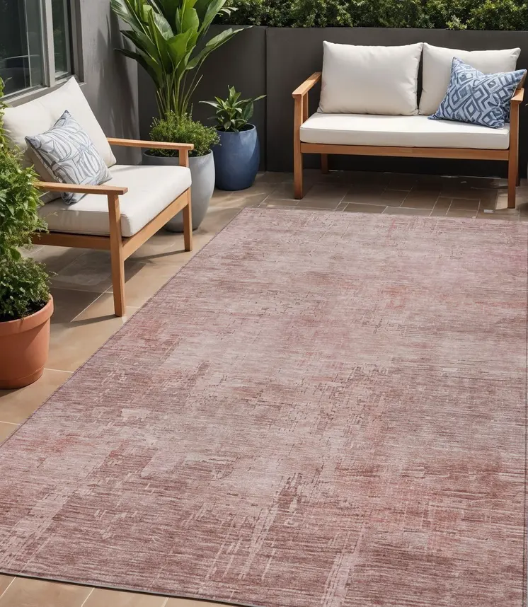 5' X 8' Blush And Pink Abstract Washable Indoor Outdoor Area Rug