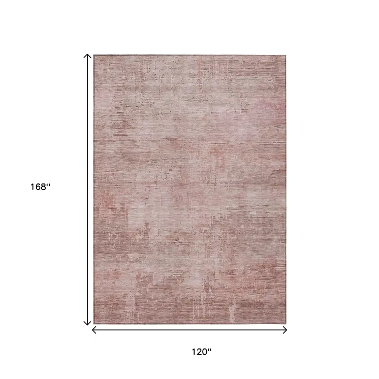 10' X 14' Blush And Pink Abstract Washable Indoor Outdoor Area Rug