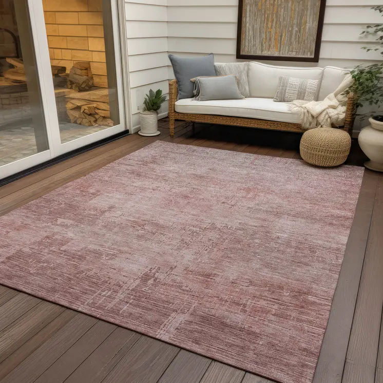 10' X 14' Blush And Pink Abstract Washable Indoor Outdoor Area Rug