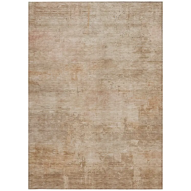 5' X 8' Coral And Beige Abstract Washable Indoor Outdoor Area Rug