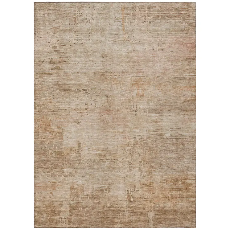 5' X 8' Coral And Beige Abstract Washable Indoor Outdoor Area Rug