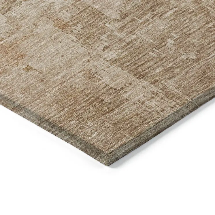 5' X 8' Coral And Beige Abstract Washable Indoor Outdoor Area Rug
