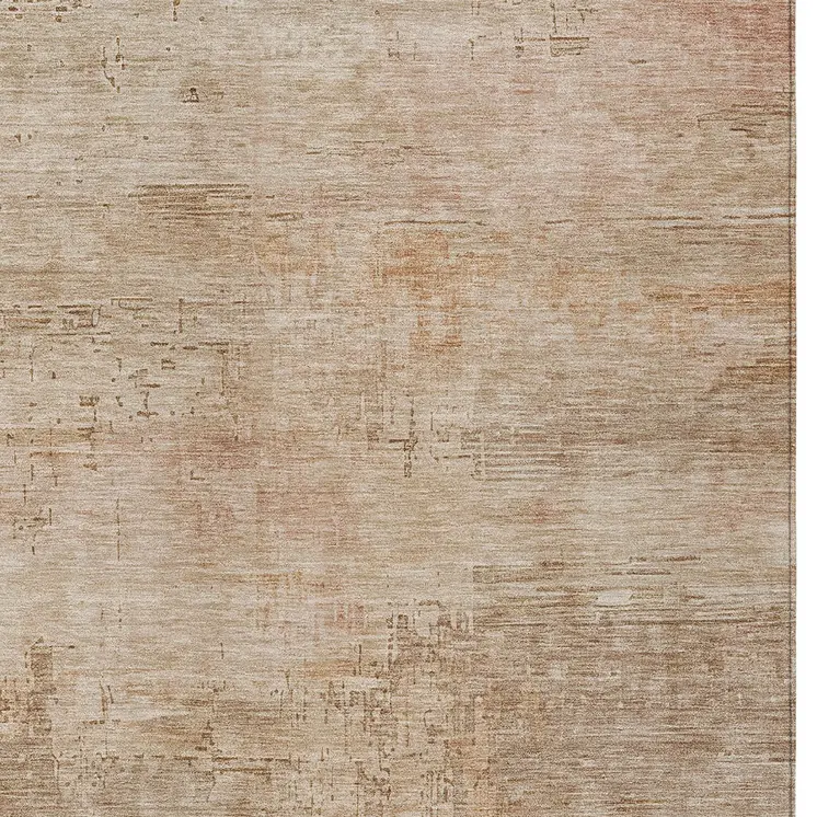 5' X 8' Coral And Beige Abstract Washable Indoor Outdoor Area Rug