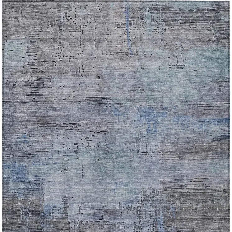 3' X 5' Gray And Blue Abstract Washable Indoor Outdoor Area Rug