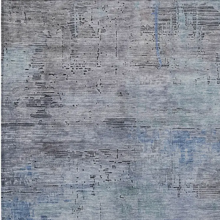 8' X 10' Gray And Blue Abstract Washable Indoor Outdoor Area Rug