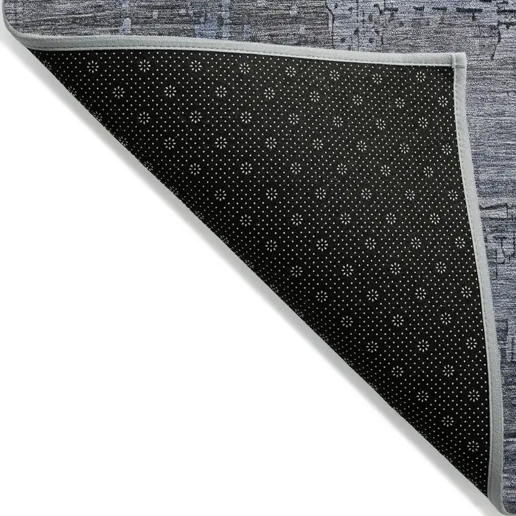 10' X 14' Gray And Blue Abstract Washable Indoor Outdoor Area Rug