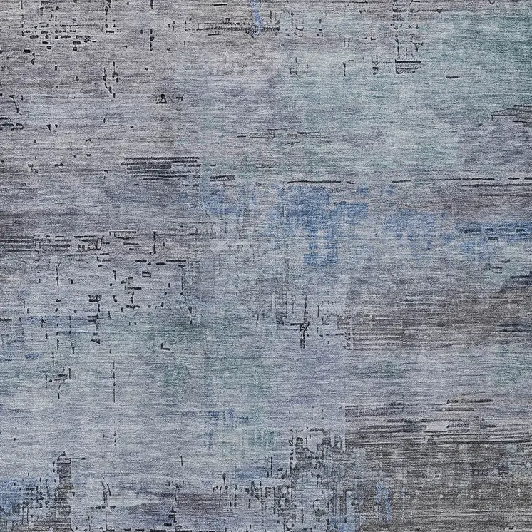 10' X 14' Gray And Blue Abstract Washable Indoor Outdoor Area Rug